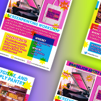a number of ads displayed on a purple-to-green gradient