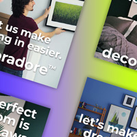 a number of ads displayed on a purple-to-green gradient